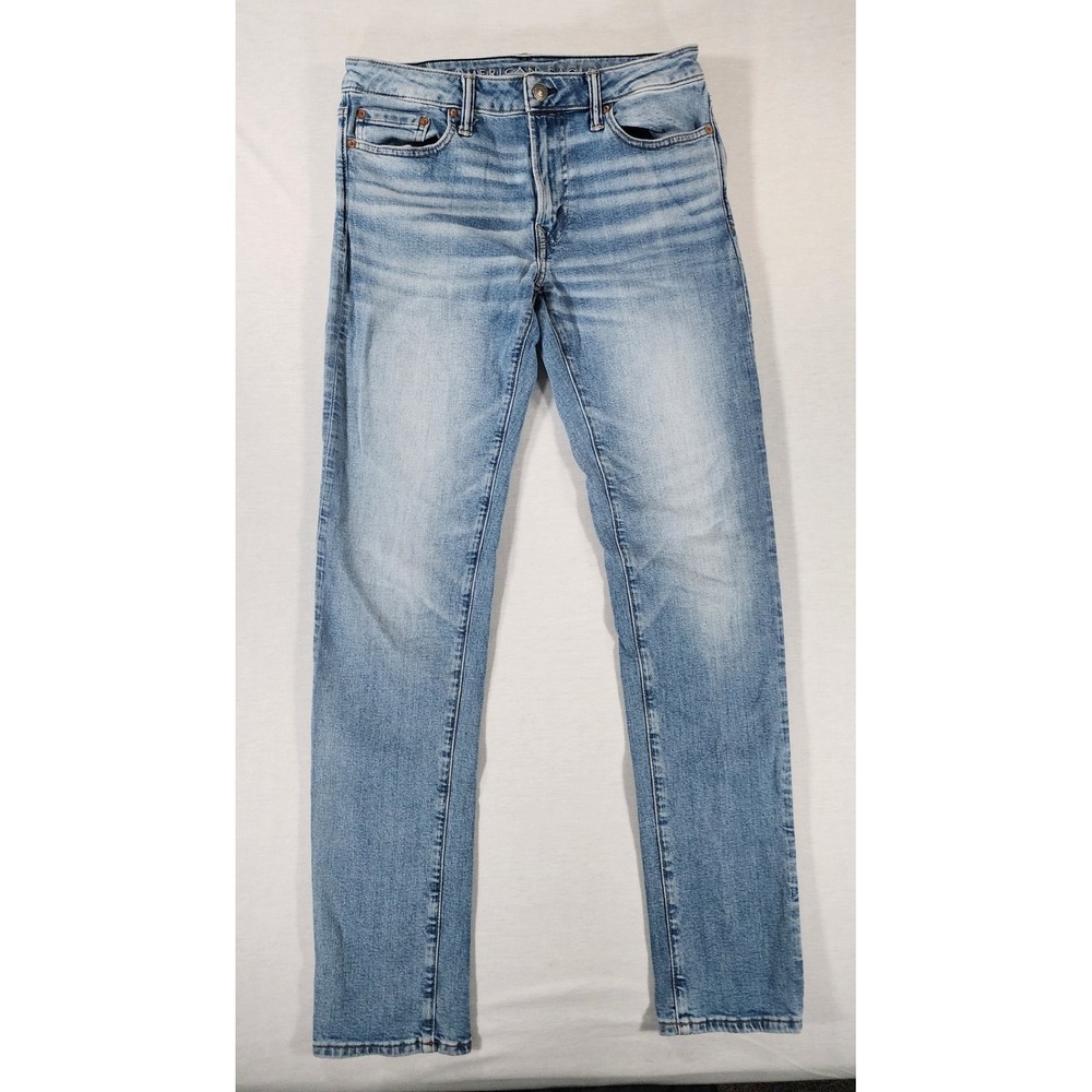 American Eagle Slim Jeans Mens 30x34 Airflex+ Light Wash Stretch Denim Acid Tall